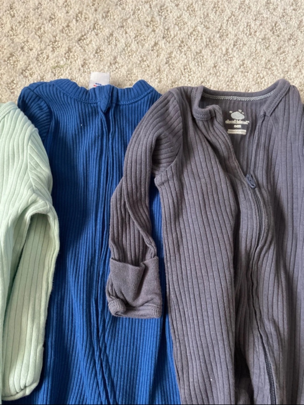 Children's Ribbed Zip Sweater - Gray, Blue, Mint